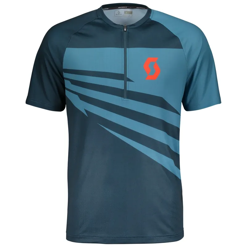 Scott Shirt M‘s Trail 10 s/sl (Modrá) - Pánské cyklistické triko s krátkým rukávem Endorphin Republic Sezónní Sleva