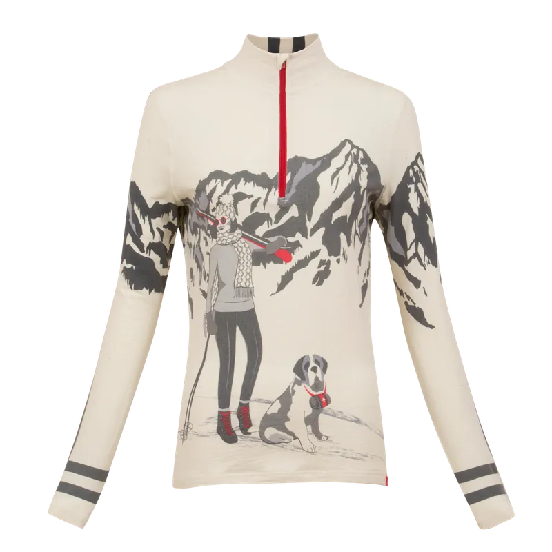 Cenový Hit Krimson Klover Bernie 1/4 Zip (Olivová) - Dámská funkční mikina s retro potiskem Endorphin Republic