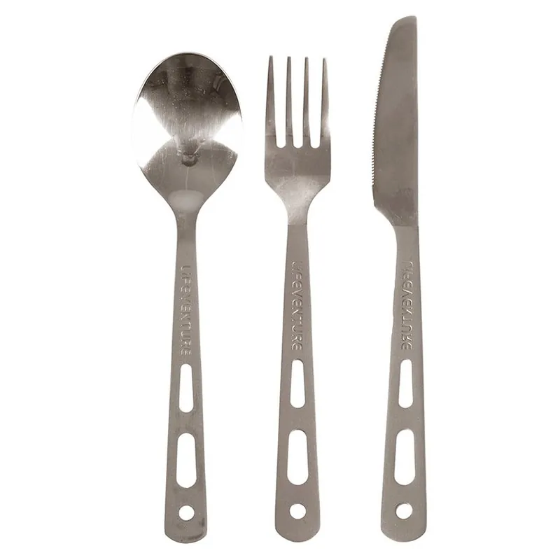 Lifeventure Knife Fork Spoon Set - titanium Finální Výprodej