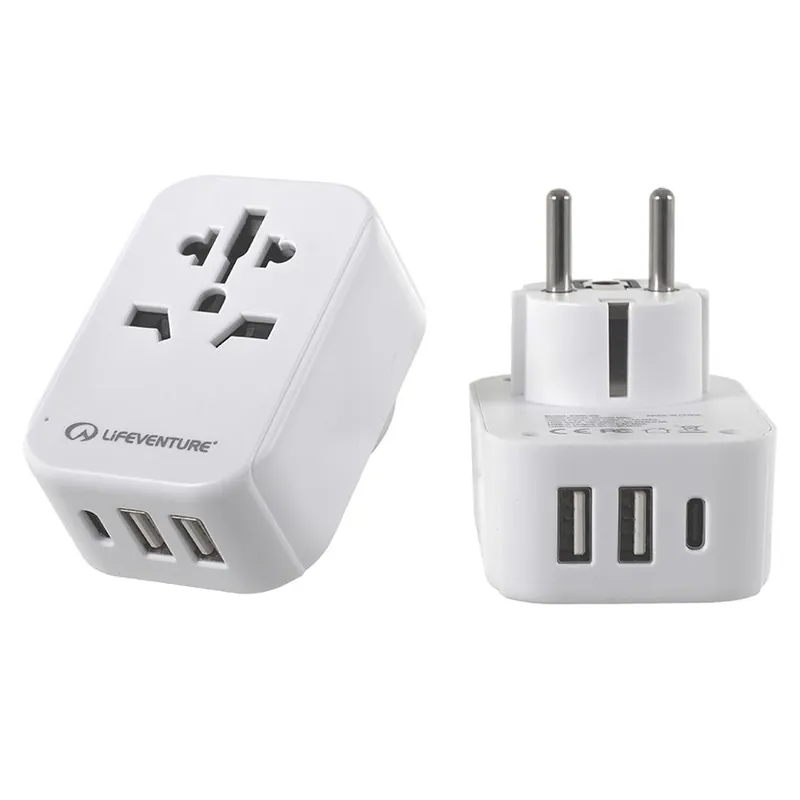 Sezónní Sleva Lifeventure World to Europe Travel Adaptor with USB (& USB C)