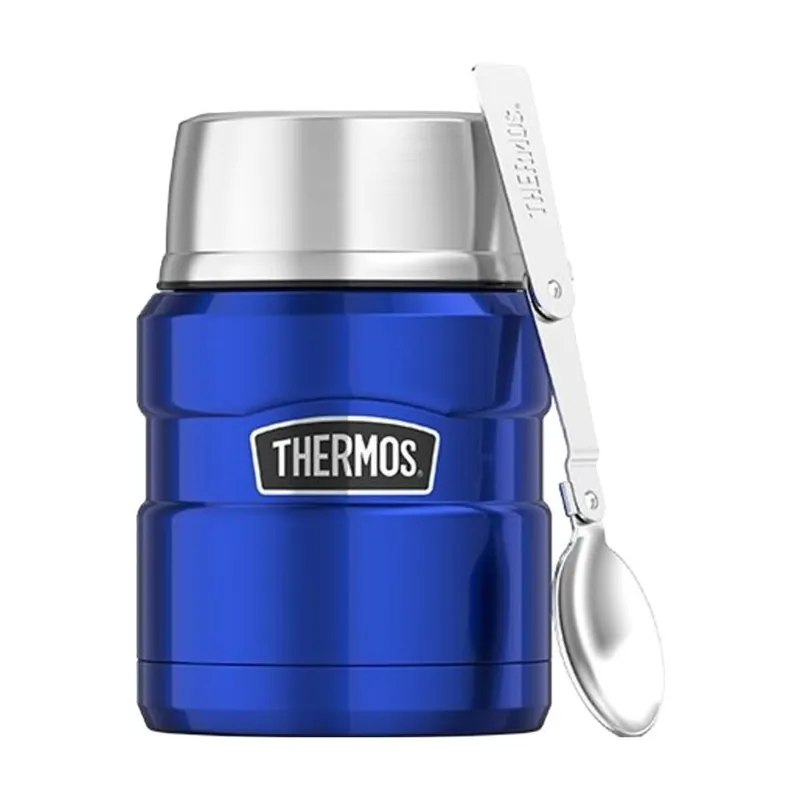 Nejlepší Volba Thermos Style 470 ml se skládací lžící a šálkem modrá