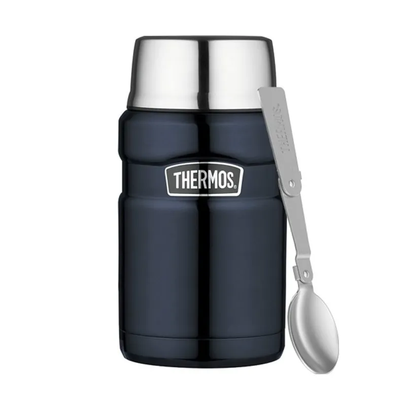 Nízká Cena Thermos Style 710 ml se skládací lžící a šálkem tmavě modrá