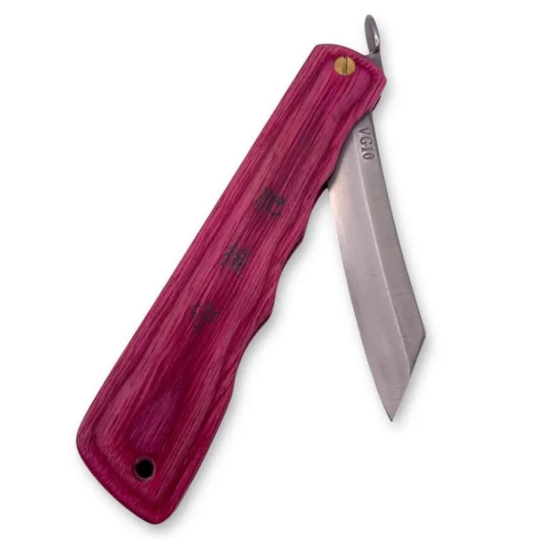 Japonský zavírací nůž Higonokami WOODY RED z oceli VG10 - 100 mm, dřevěná rukojeť Pouze Dnes