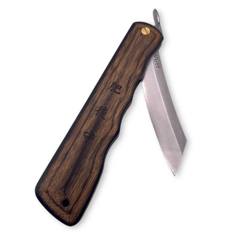 Japonský zavírací nůž Higonokami WOODY BROWN z oceli VG10 - 100 mm, dřevěná rukojeť Nízká Cena