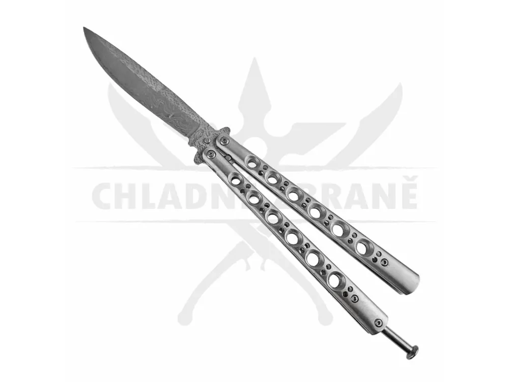 Balisong "SILVER DAMASCUS SABRE" stříbrný Nejlepší Cena