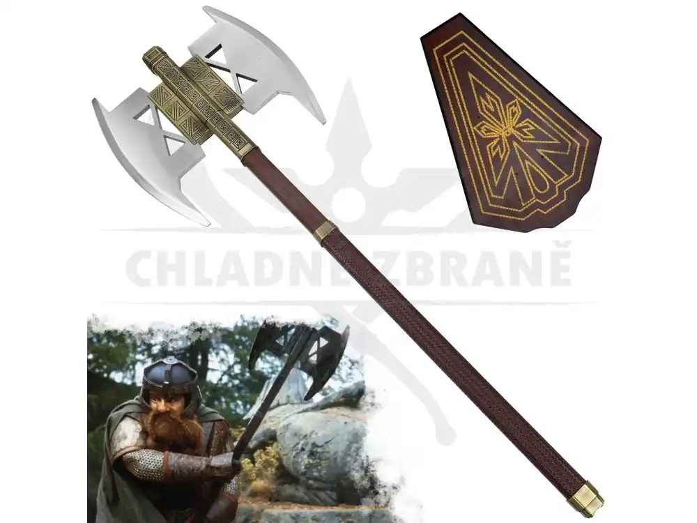 Novinka Celokovová sekera "AXE OF GIMLI" s plaketou - Pán Prstenů