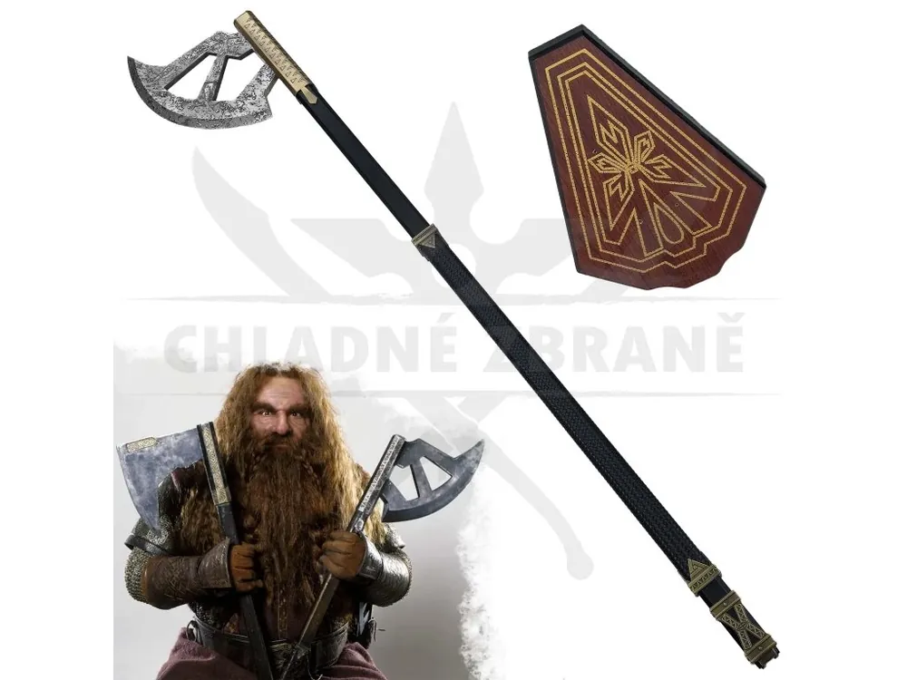 Celokovová sekera "WALKING AXE OF GIMLI" s plaketou - Pán Prstenů Výprodej