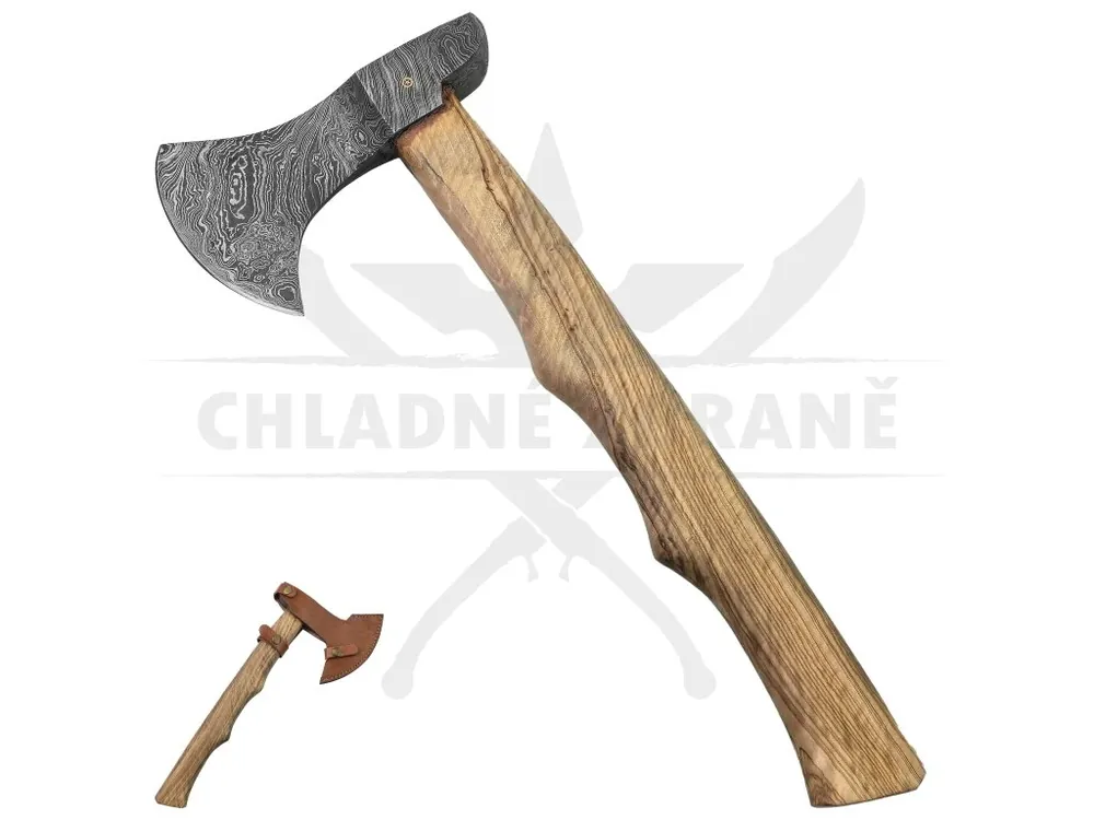 Expresní Doručení Damašková sekera "HAMMERHEAD AXE" s koženým pouzdrem