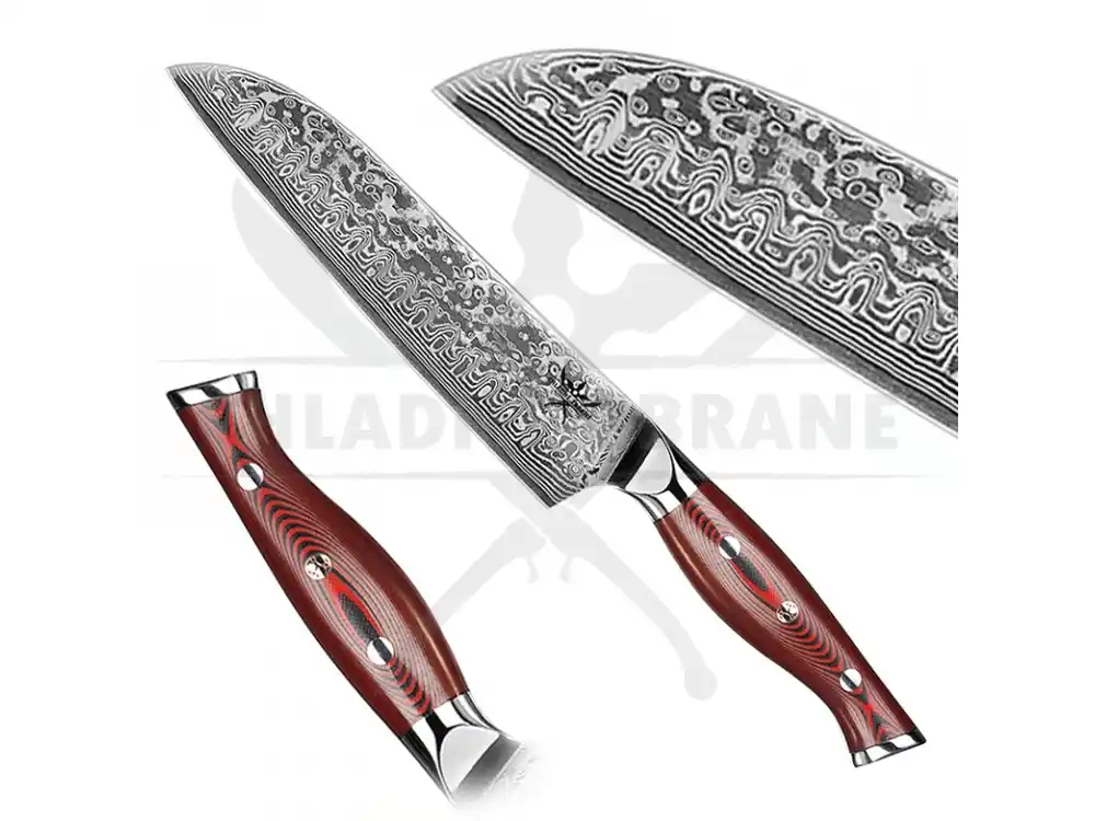 Nová Kolekce Damaškový santoku nůž "KONOHA" nerezový