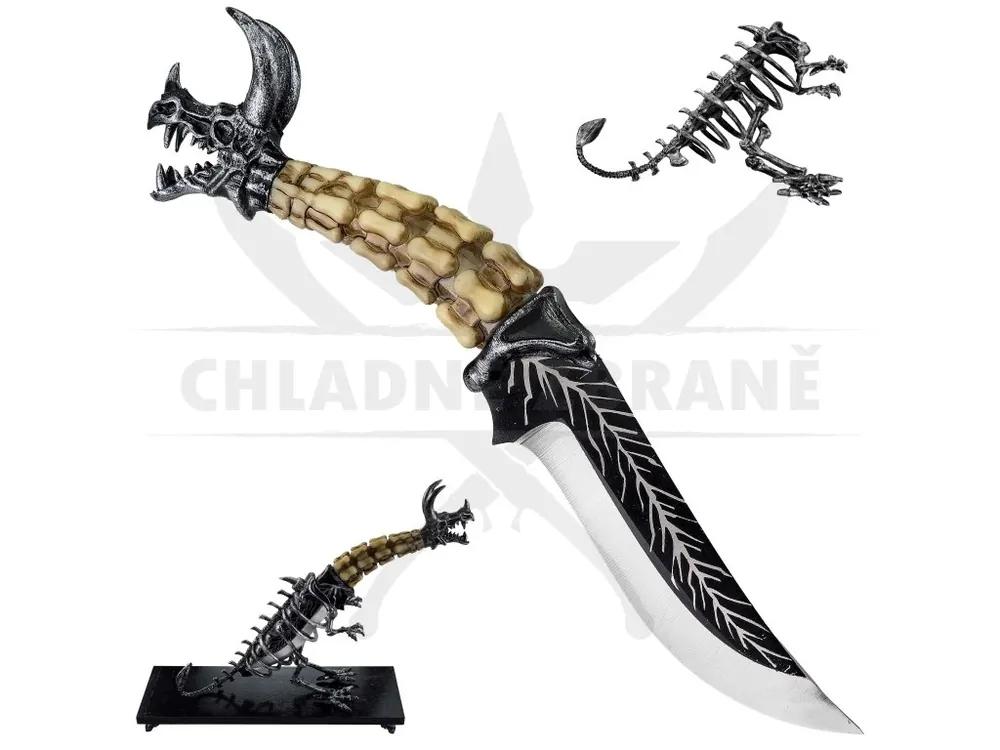Fantasy nůž "SKELETON DRAGON" s podstavcem Akce