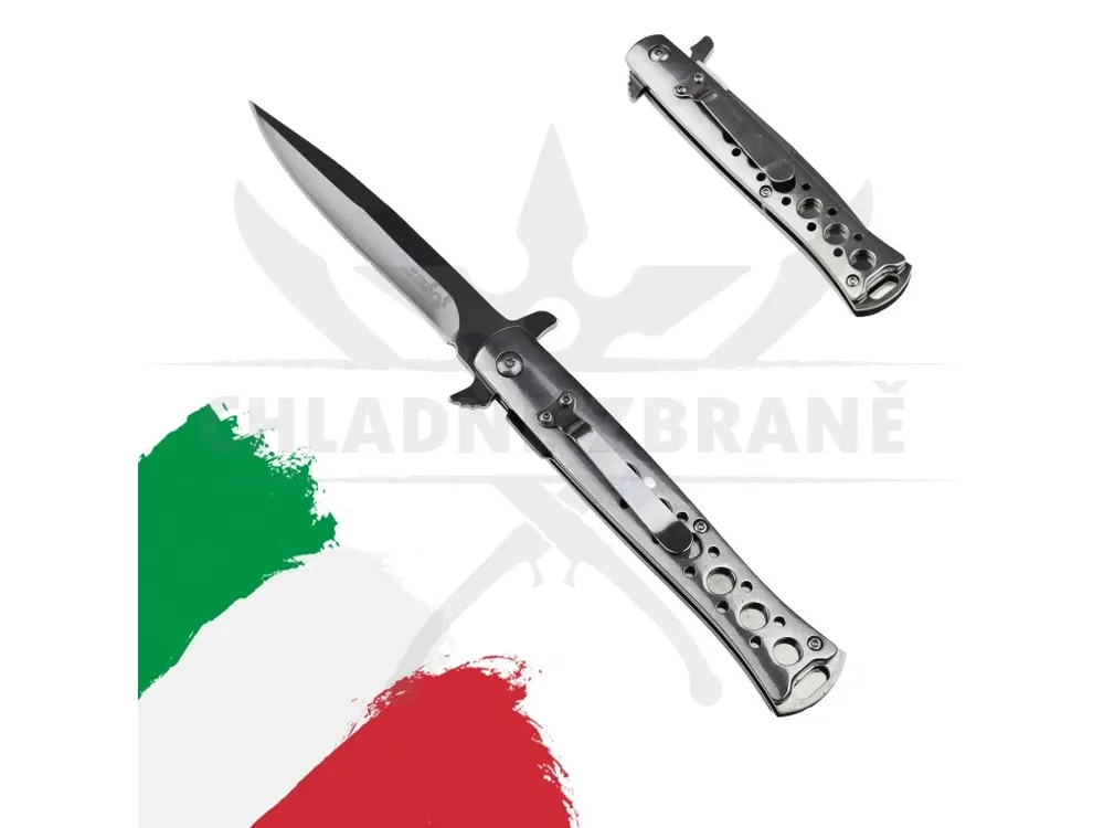 Italský nůž stiletto "HITMAN" stříbrný Omezená Nabídka