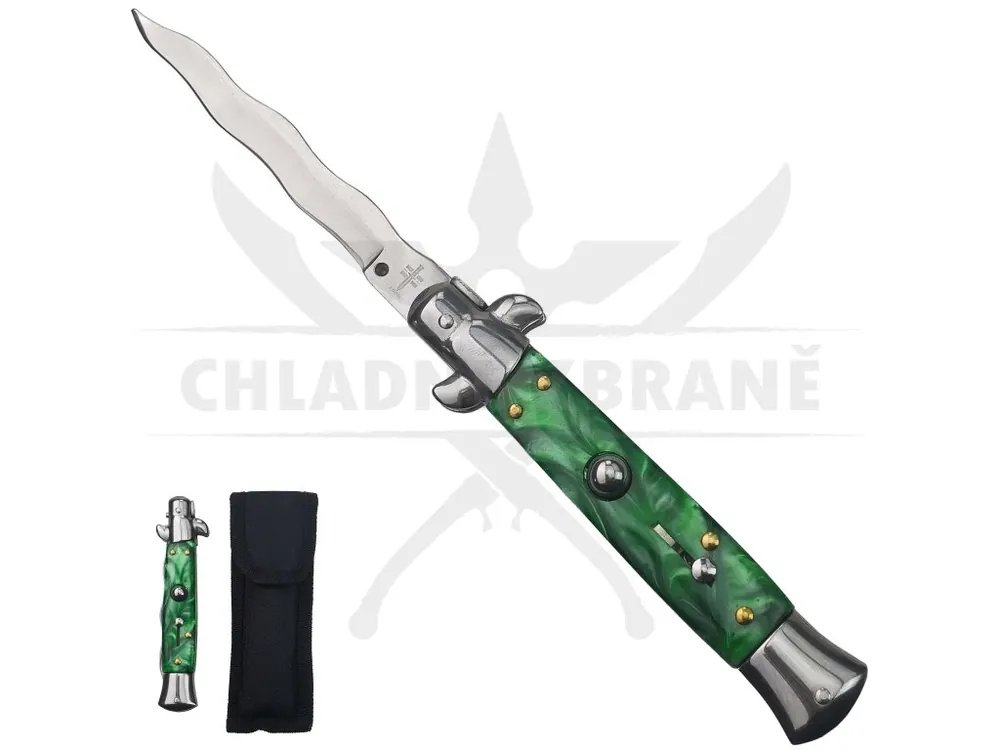 Vrácení Zdarma Italský vystřelovací nůž "SNAKE POISON" flame bladed