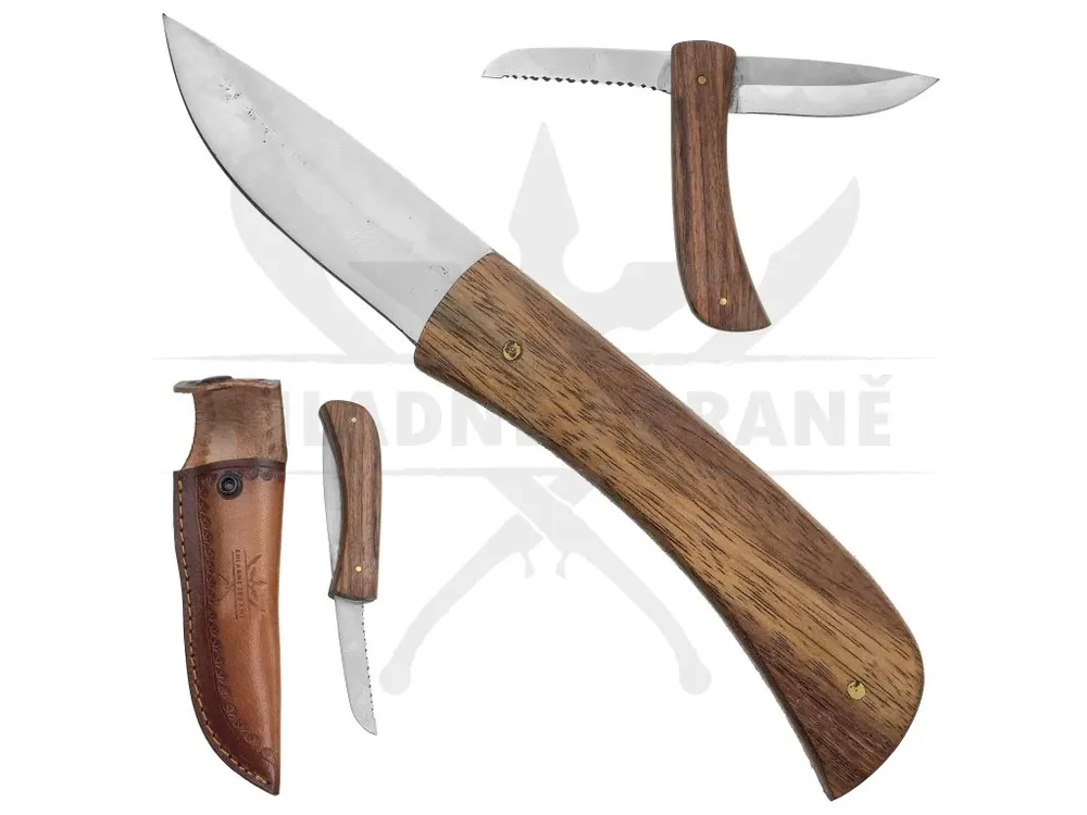 Kapesní nůž "SAWBLADE" s pilkou a koženým pouzdrem Nízká Cena