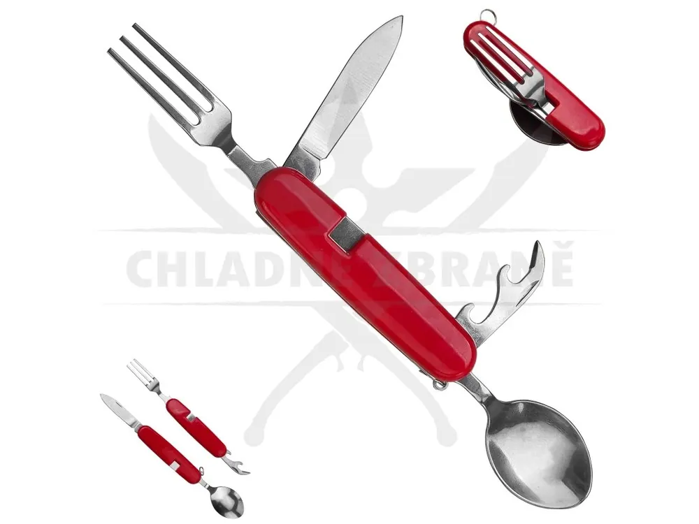 Kapesní skládací příbor "MINI" červený Nízká Cena