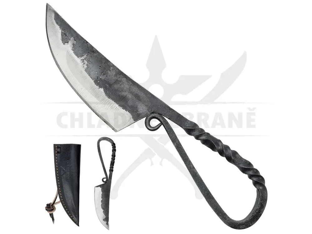Originální Kovaný keltský nůž "CELTIC SMITH" s koženým pouzdrem