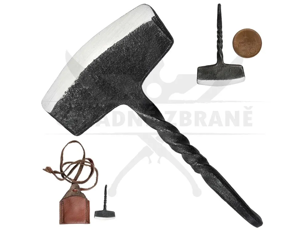 Jen Po Omezenou Doba Kovaný přívěsek "FORGED MJÖLNIR" s koženým pouzdrem