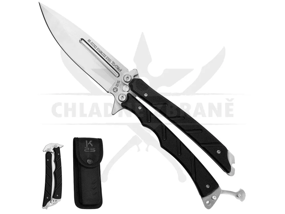 Levný Masivní ostrý balisong "TACTICAL COMBAT" s pouzdrem
