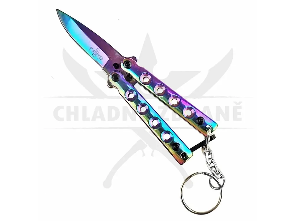 Mini duhový Balisong "KEYCHAIN" Vrácení Zdarma