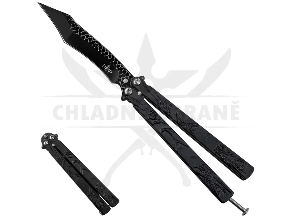 Finální Výprodej Ostrý balisong "FEAR THE DRAGON"