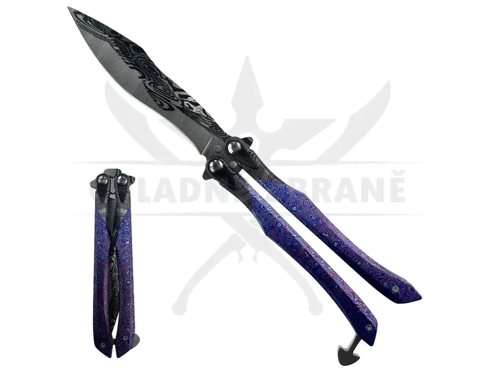 Ostrý balisong "STARGAZER DAMASCUS" Speciální Cena