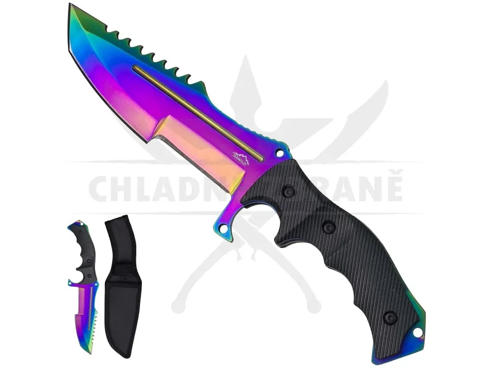 Pevný nůž "HUNTSMAN RAINBOW" s pouzdrem - CS GO Nejlepší Volba
