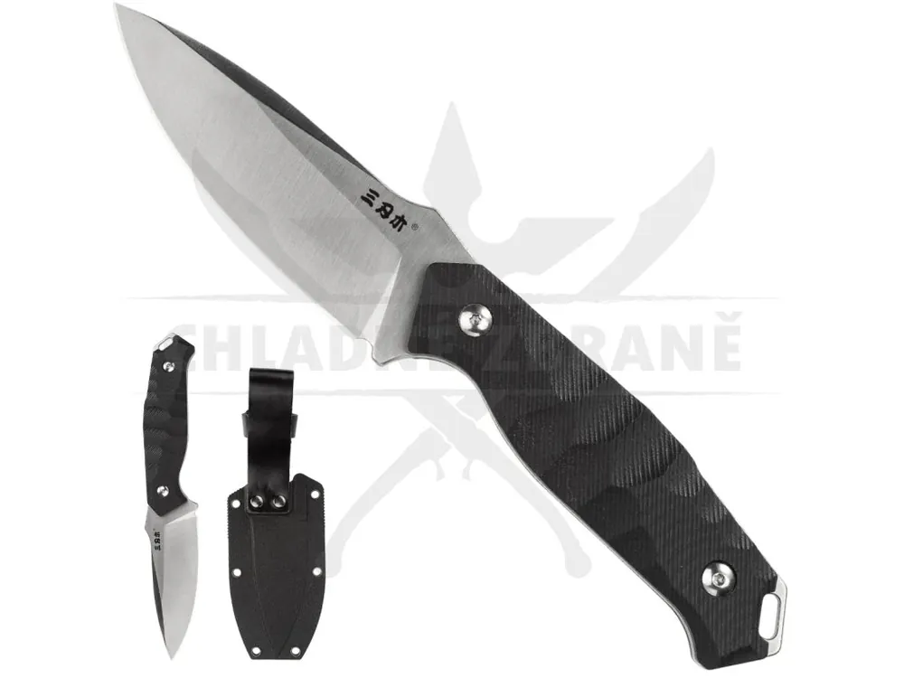 Zlevněný Pevný nůž "SRM S718 BLACK HANDLE" s kydexovým pouzdrem
