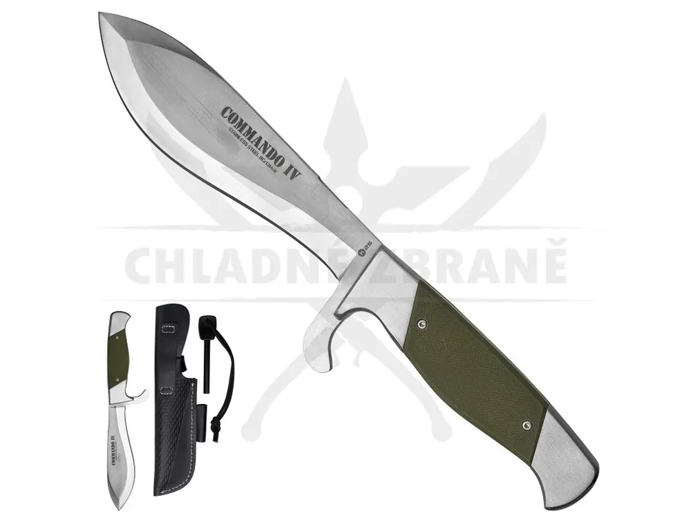 Originální Pevný vojenský nůž K25 "COMMANDO IV" s pouzdrem a křesadlem