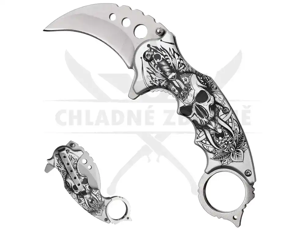 Poloautomatický karambit "WHITE BONE" s kovovým klipem Rychlé Dodání