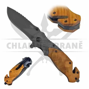 Omezená Nabídka Poloautomatický nůž "CARBON TACTICAL" se záchranářskými funkcemi II. jakost