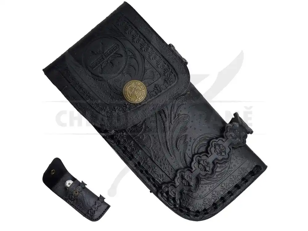 Omezená Nabídka Ručně šité kožené pouzdro pro zavírací nůž "DARK ANTIQUE"