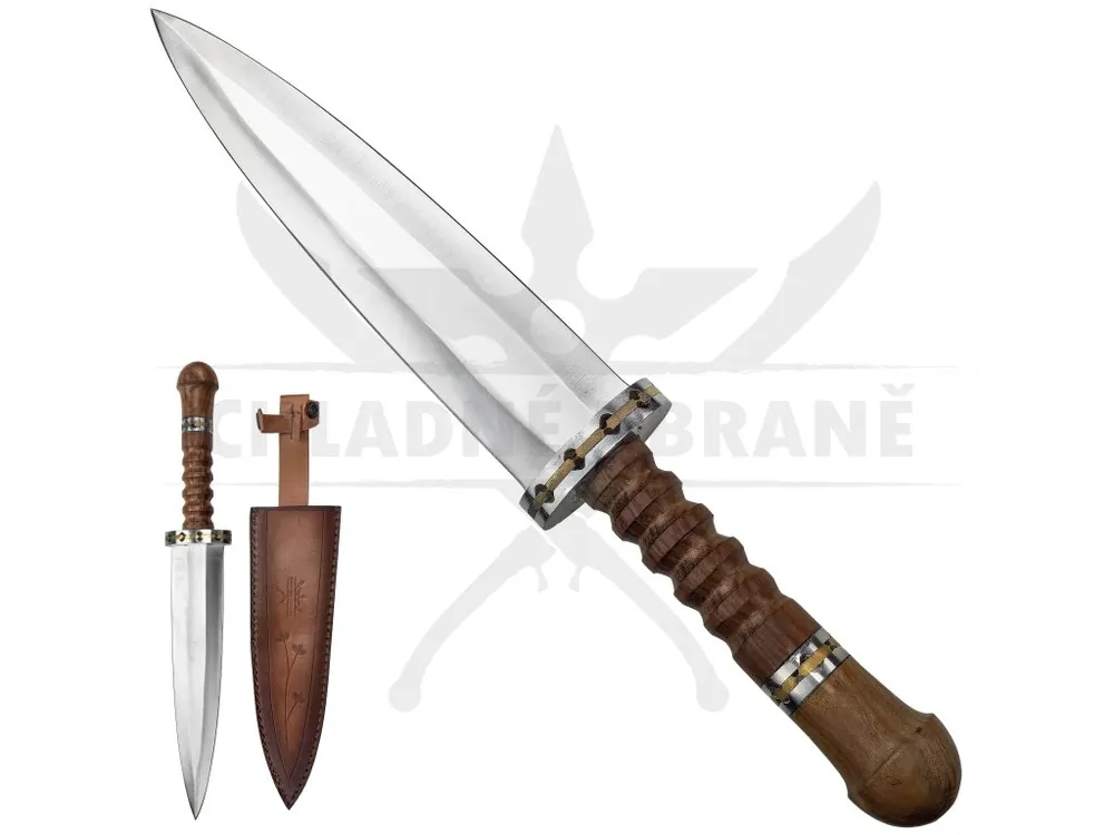 Jen Po Omezenou Doba Římská dvoubřitá dýka "AQUILA BLADE" s koženým pouzdrem