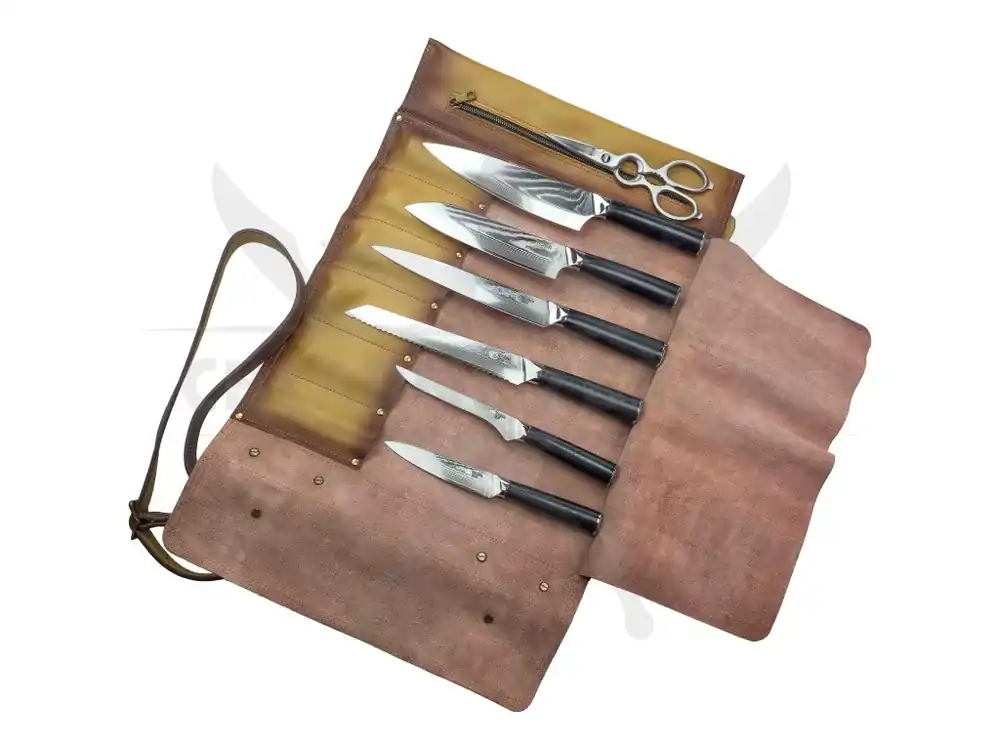 Výhodná Nabídka Sada kuchyňských nožů "BLADES OF PRECISION" s koženým pouzdrem