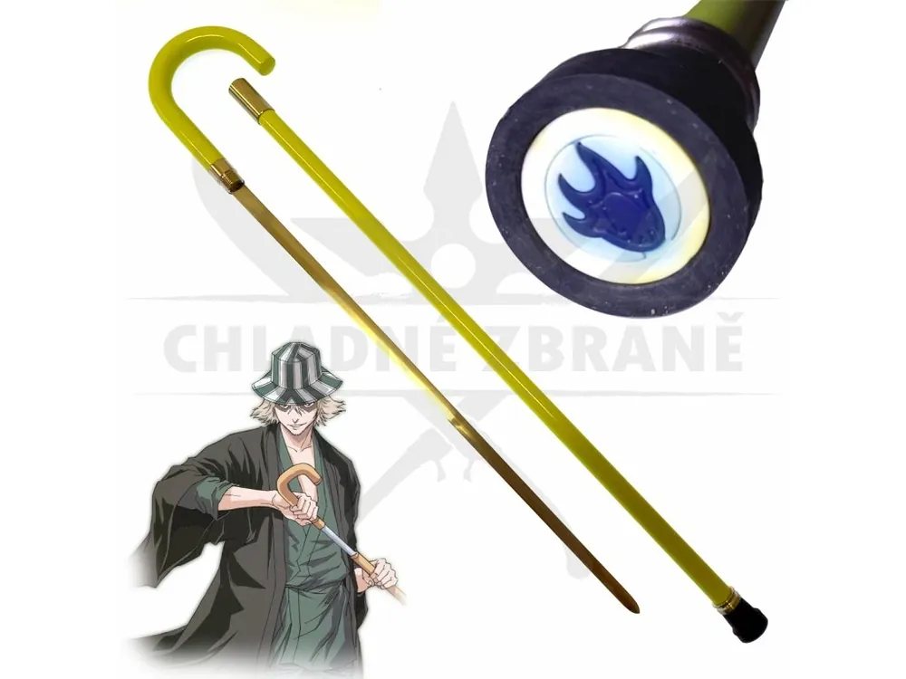 Sandálokloboučníkova hůl s čepelí "URAHARA KISUKE" celokovová, Bleach Dokud Zásoby Vydrží