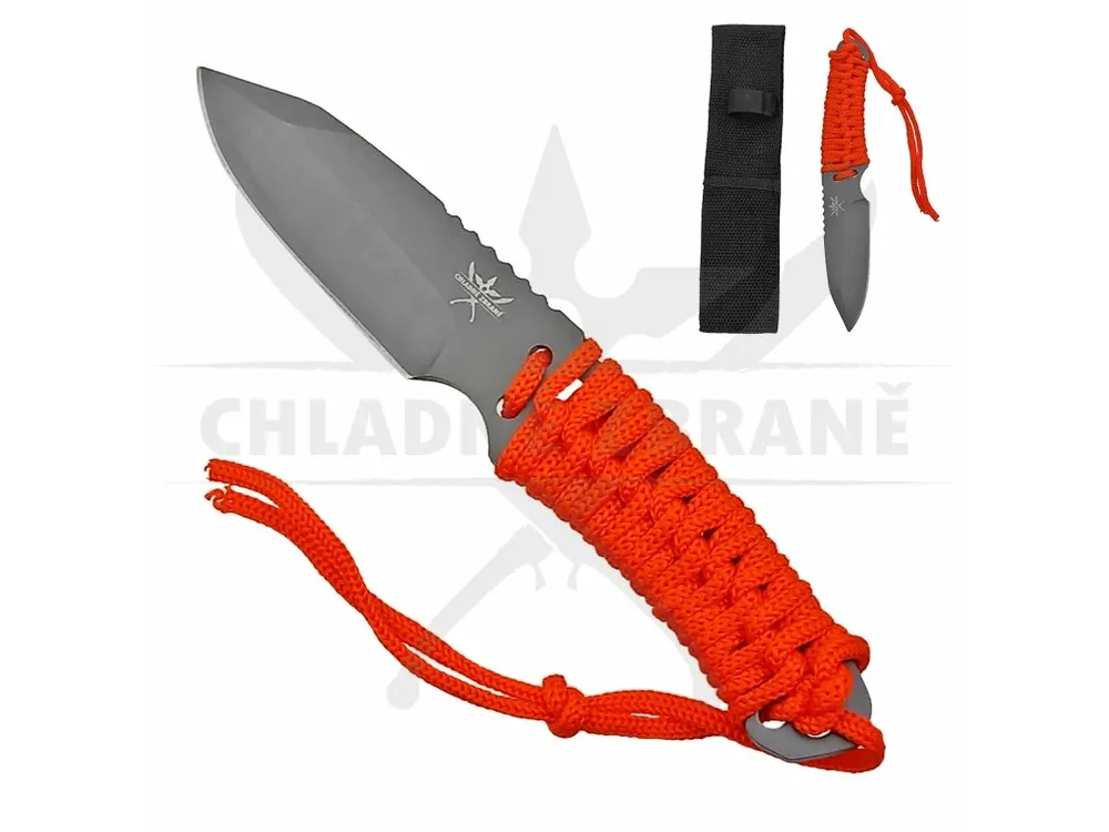 Survival/vrhací nůž s oranžovou omotávkou "REFLEX" s pouzdrem Speciální Cena