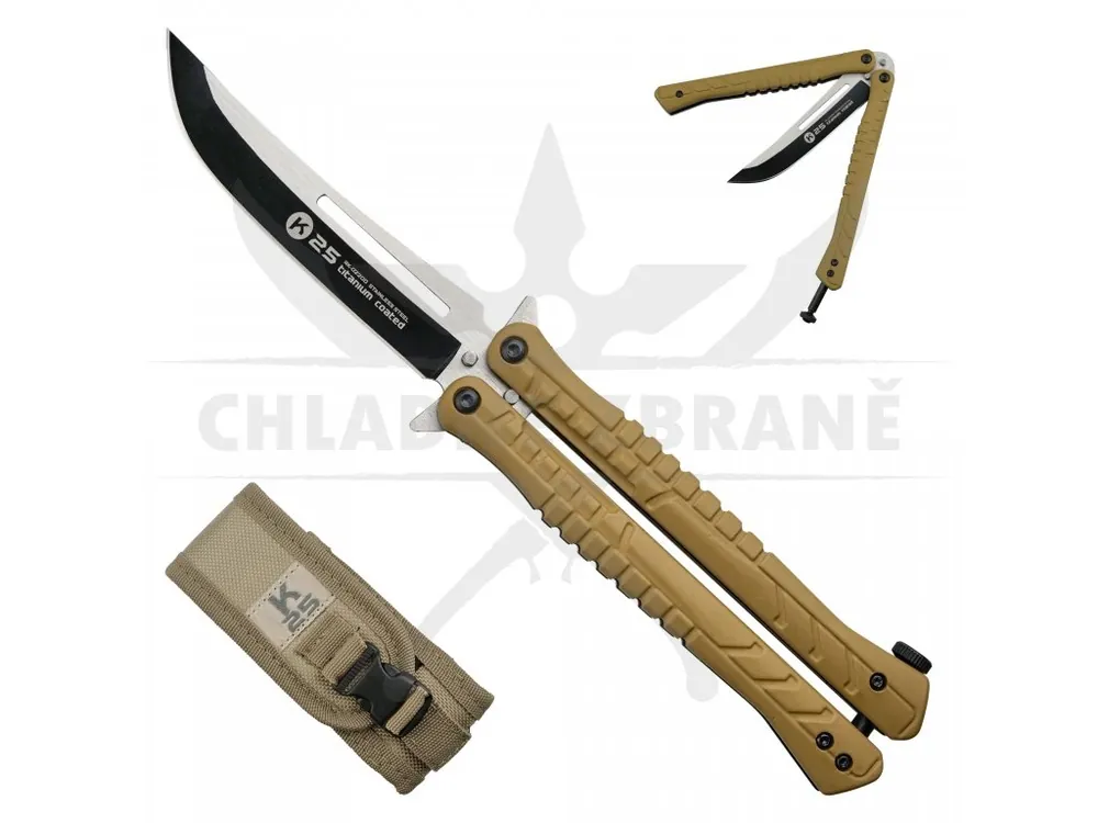Originální Taktický balisong "DESERT COYOTE" s pouzdrem