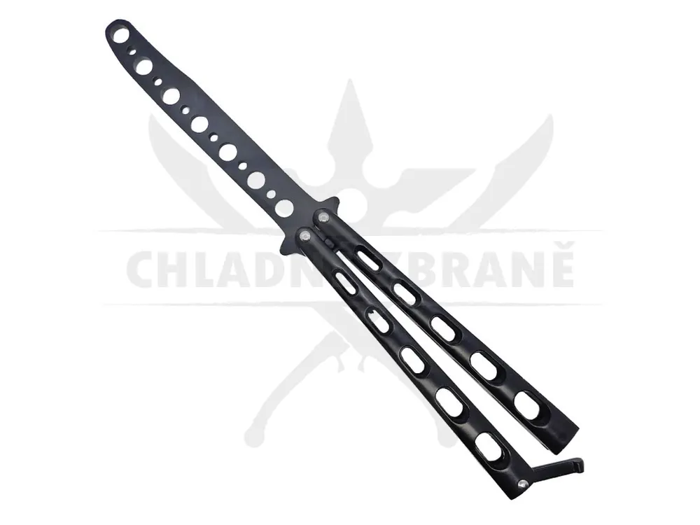 Horká Nabídka Těžký černý Balisong "FEAR OF THE DARK" tupý, tréninkový