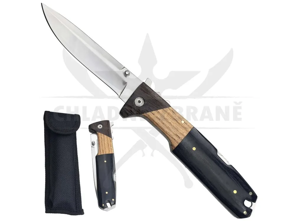 Oblíbený Velký zavírací nůž "WOODEN GRIP" s pouzdrem
