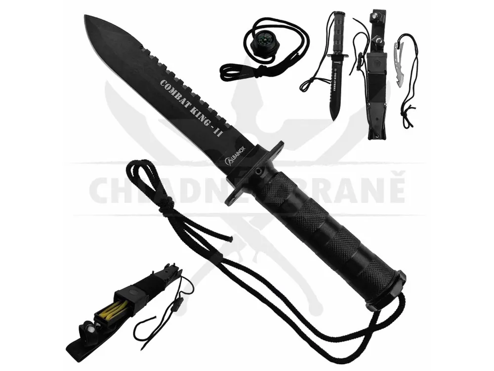 Vojenský nůž "RAMBO - COMBAT KING" na přežití! - černý Objednat Nyní