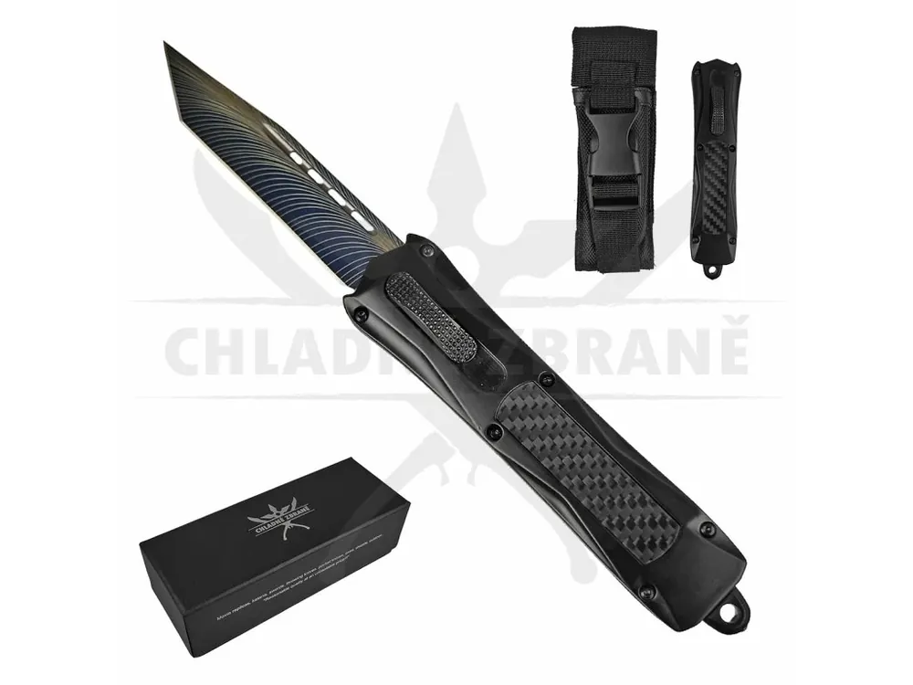 Ověřený Vystřelovací OTF nůž "BLACK FORCES" s pouzdrem