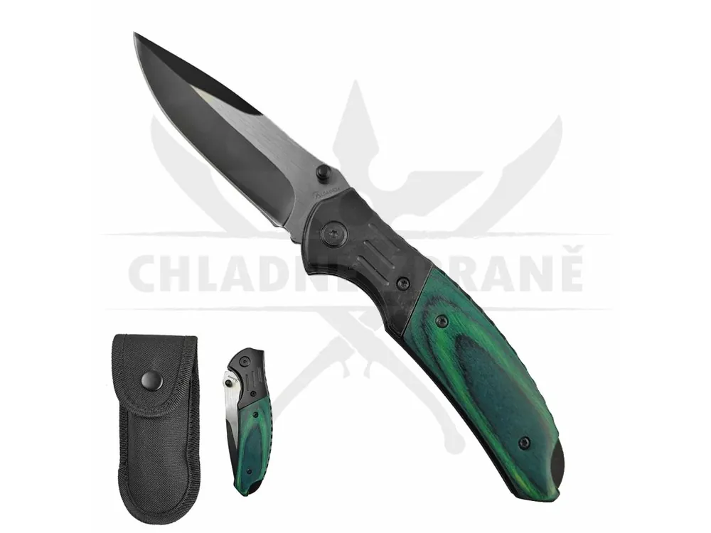 Zavírací kapesní nůž "GREEN SHARP" s pouzdrem Sleva