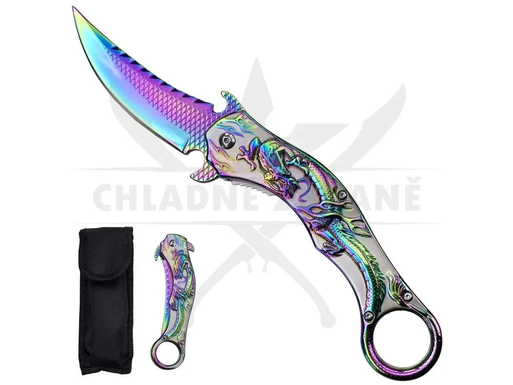 Zavírací karambit "RAINBOW DRAGON" s pouzdrem Top Prodej