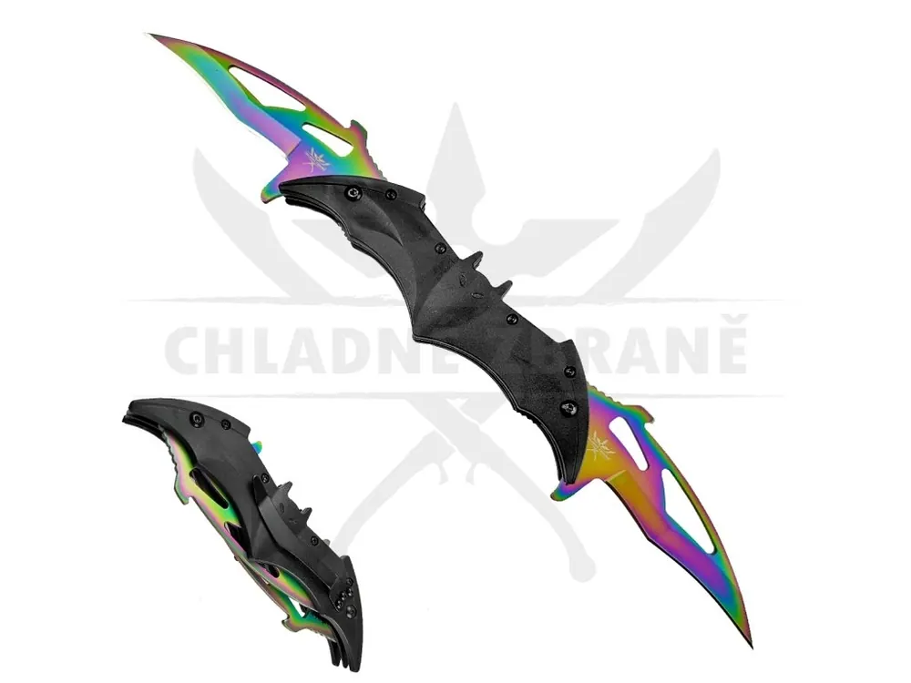 Cenová Bomba Zavírací nůž "NEON NIGHTBLADE" duhový - 2 čepele!