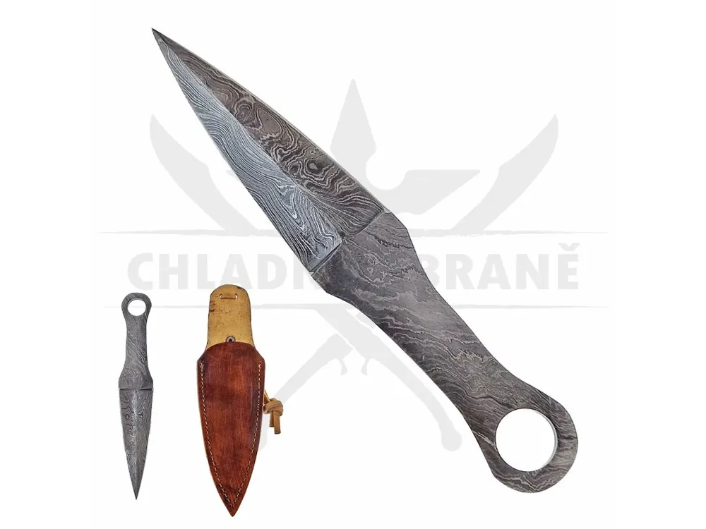 Hit Sezóny Damaškový vrhací nůž "GENIN KUNAI" s koženým pouzdrem