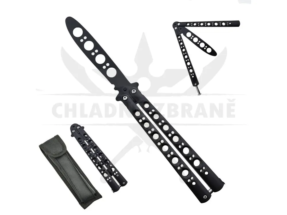 Prémiový tréninkový balisong "PRO-TRAIN BLACK" s pouzdrem Rychlé Dodání