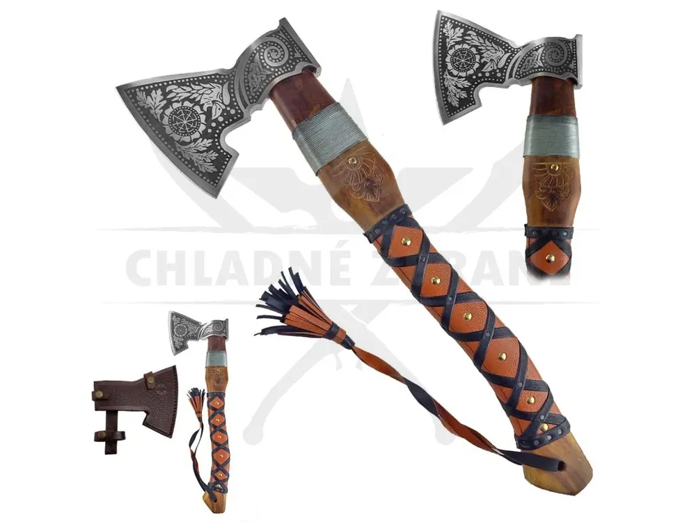 Akční Cena Ručně kovaná sekera "SON OF ODIN" s koženým pouzdrem