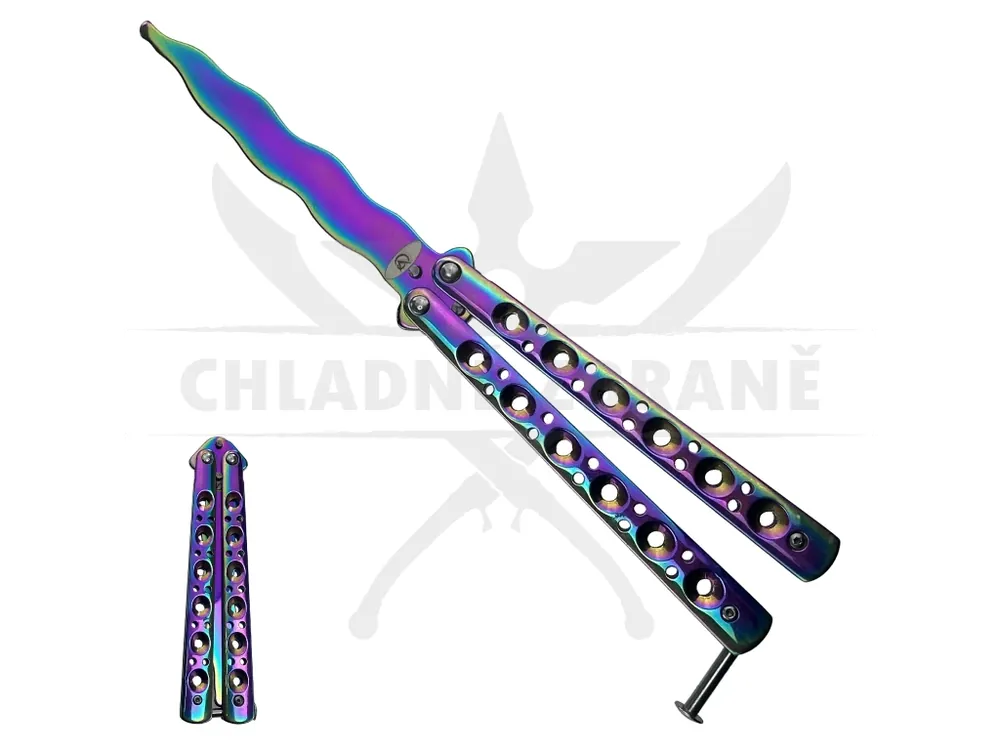 Tréninkový balisong "RAINBOW FLAME" Cenová Bomba