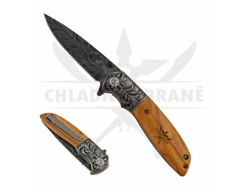 Akční Nabídka Vyhazovací nůž "DAMASCUS SKIN" s klipem na opasek