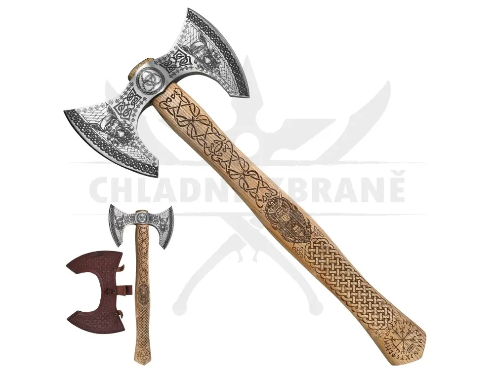Nakupujte Hned Zdobná sekera "HONOR THE ALLFATHER" s koženým pouzdrem