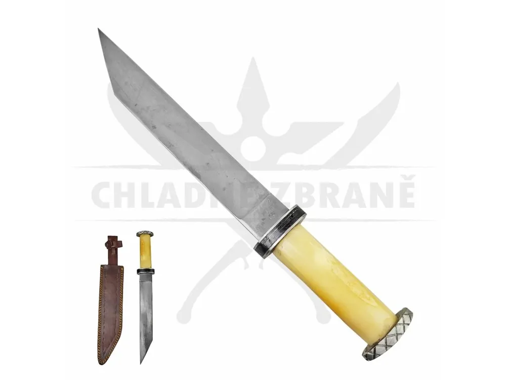 Kovaný vikingský sax "STING OF NORTH" s koženým pouzdrem Nejlepší Volba