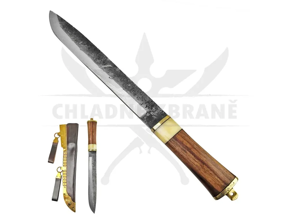 Nízká Cena Kovaný vikingský sax "VIKING JARL" - Honosně zdobená pochva!
